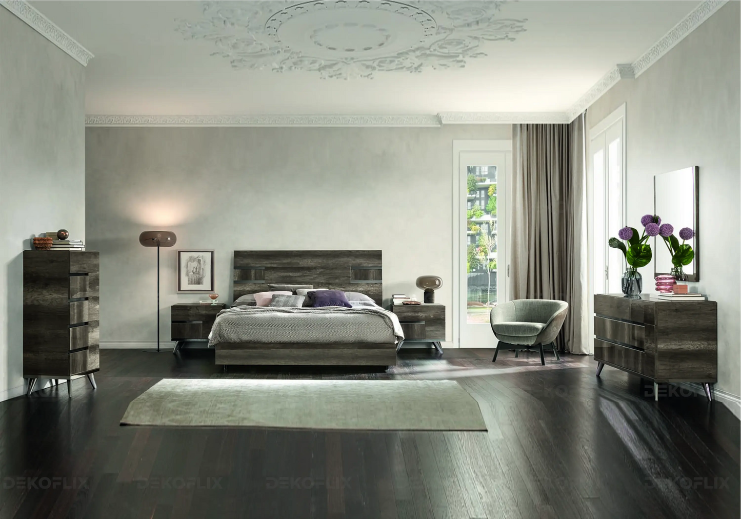 Miroir Chambre Bois Nostalgique Design Italien – Collection Medea Status