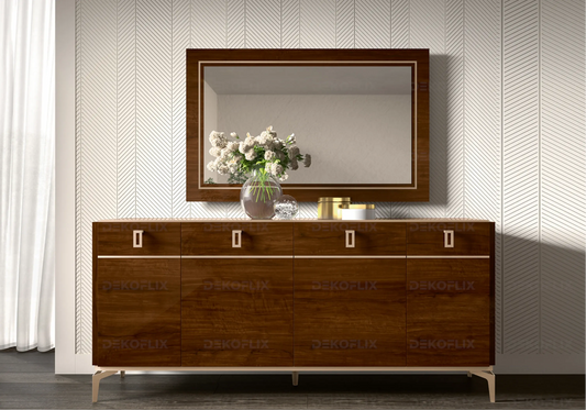 Miroir Mural Noyer Doré – Élégance Eva DEKOFLIX