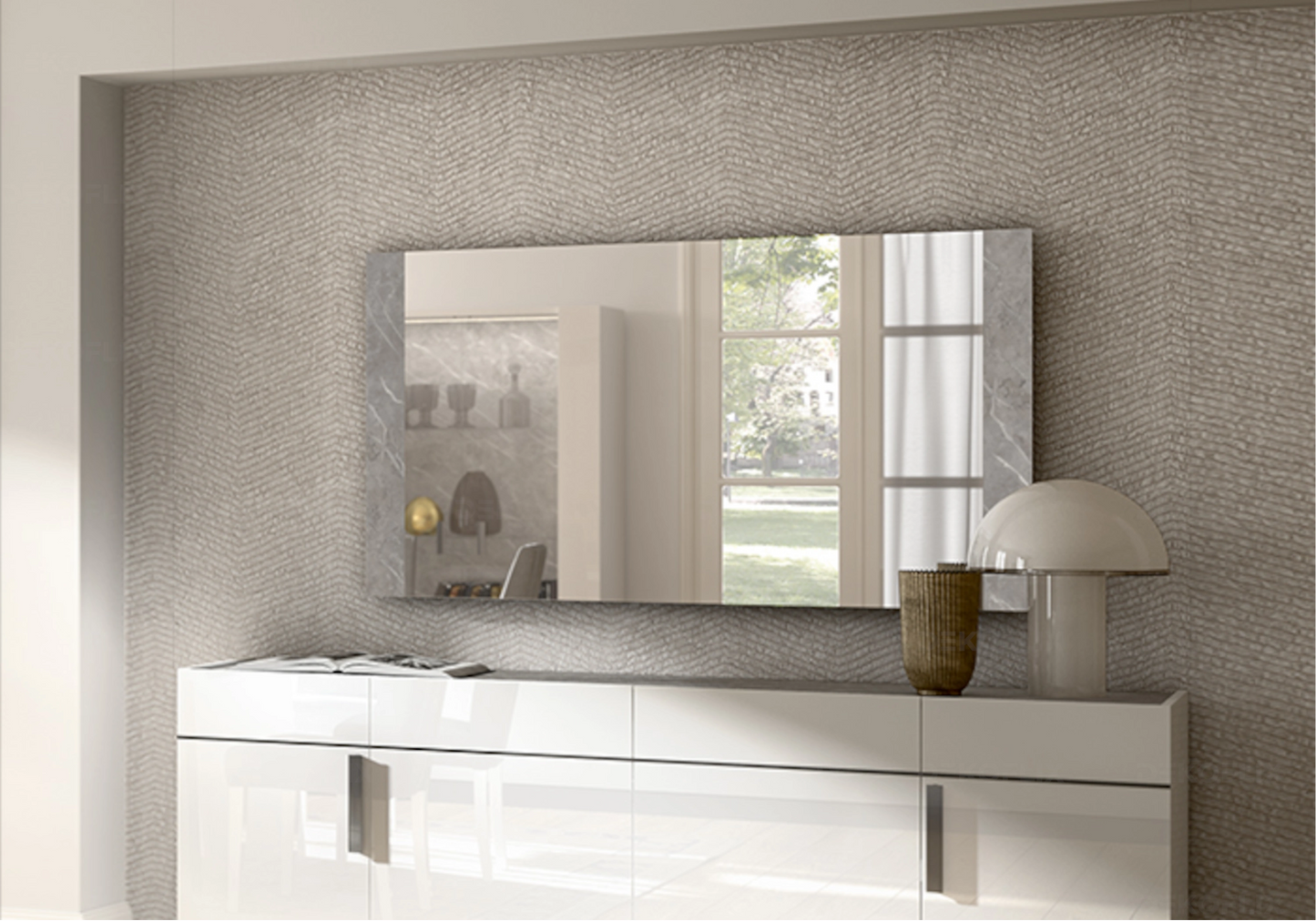 Miroir Mural Design Marbre Gris Élégant - Collection Mara