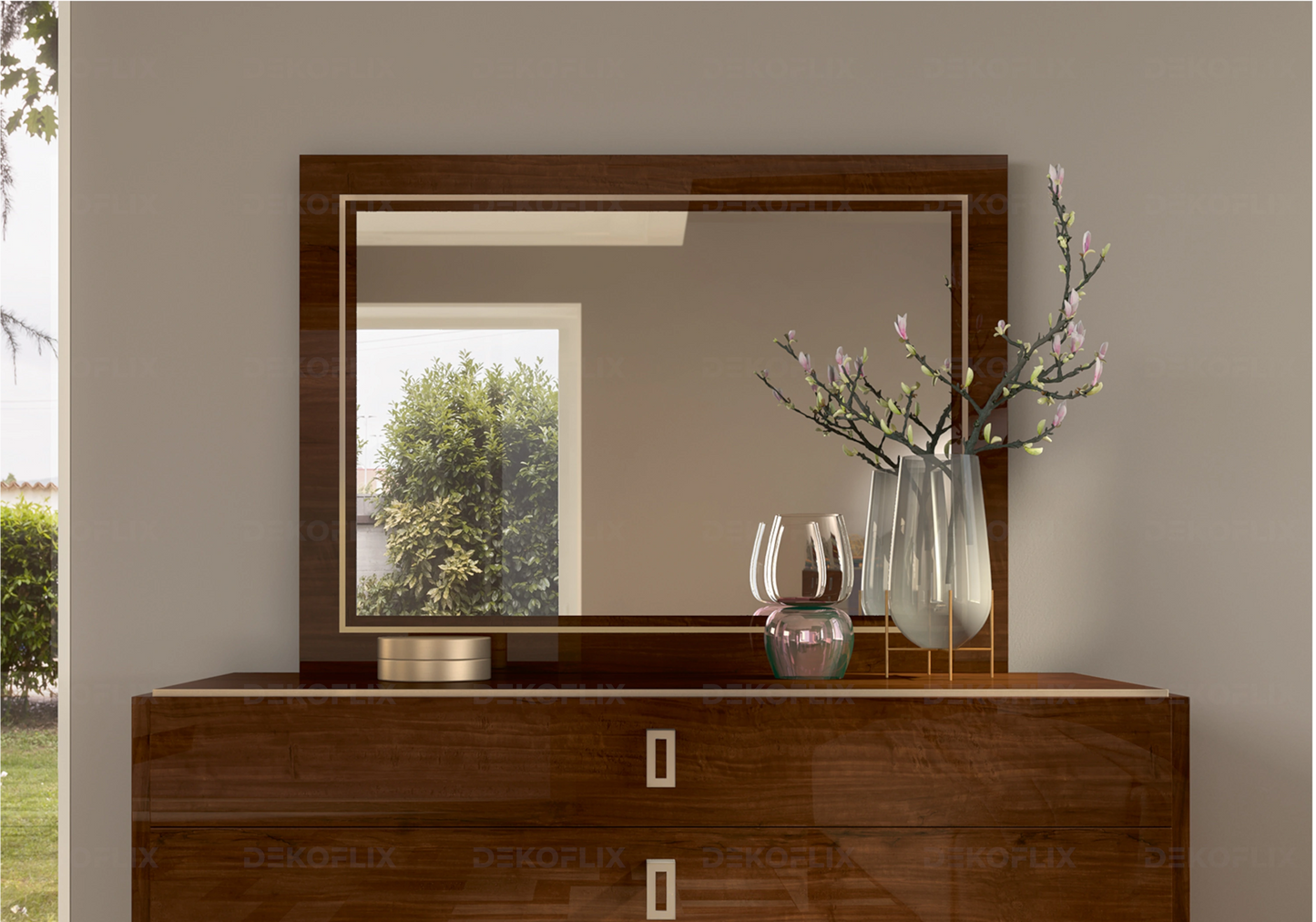 Miroir Rectangulaire Noyer Chic – Collection Eva
