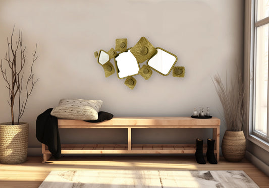 Miroir design géométrique métal doré – KUBIA