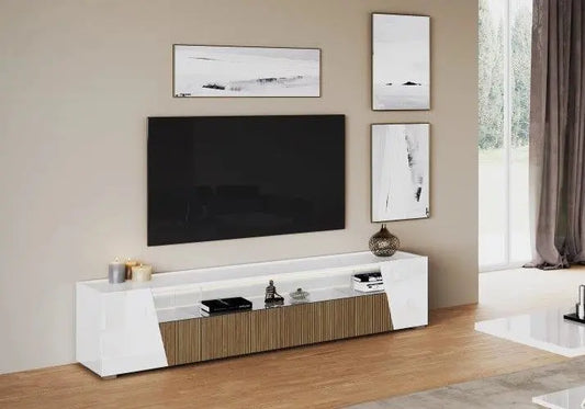 Mur tv laqué blanc led ETNA Italian Mobili