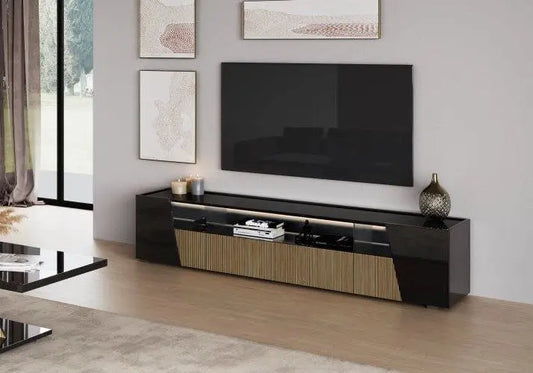 Mur tv laqué noir led ETNA Italian Mobili