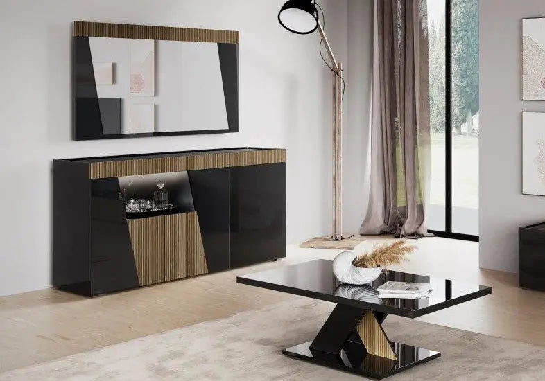 Mur tv laqué noir led ETNA Italian Mobili