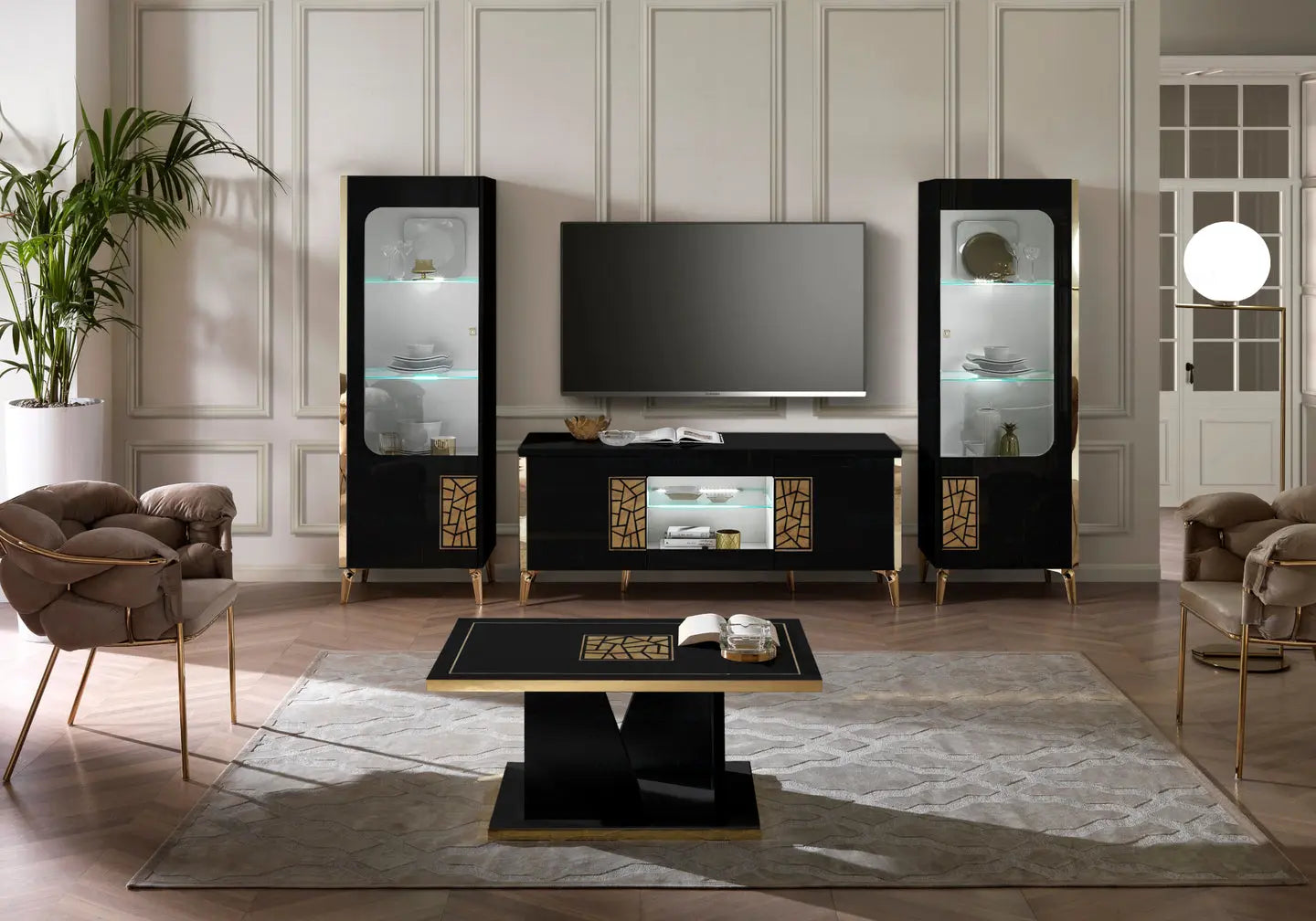 Mur tv laquée noir STELLA Italian TL