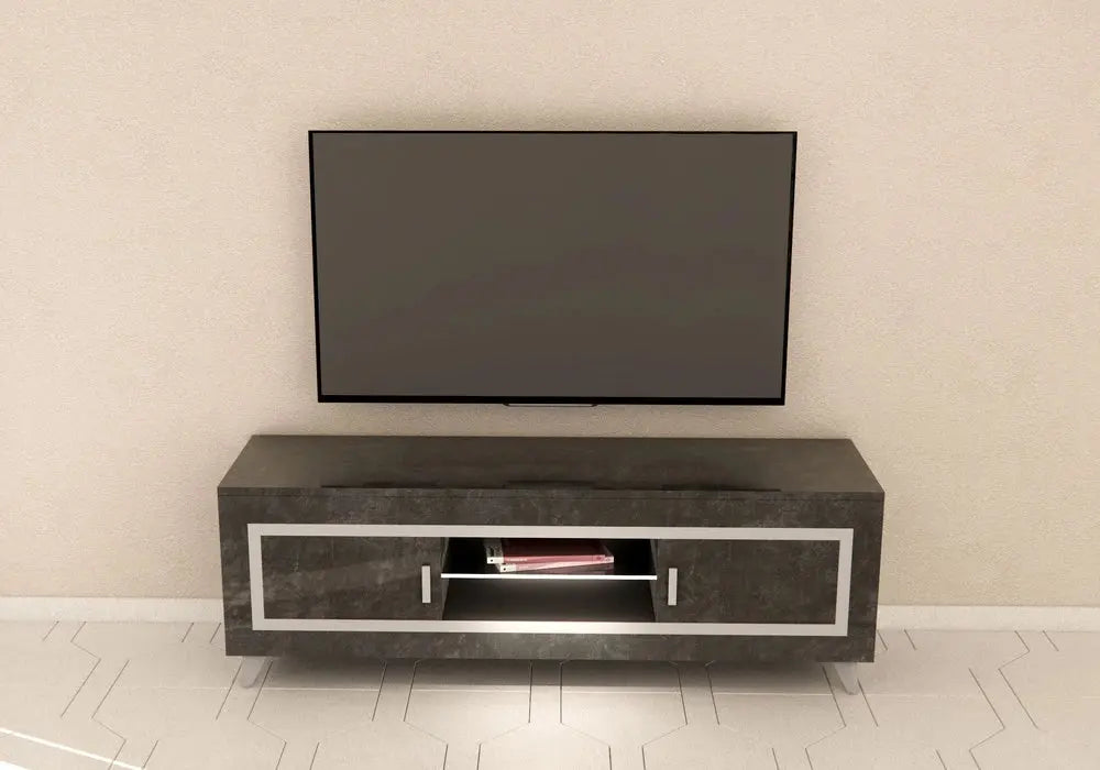 Mur tv marbre noir led SILVER Italian Mobili