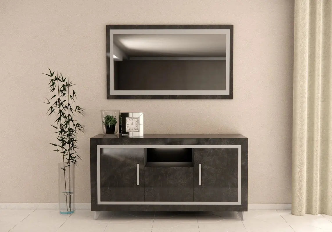 Mur tv marbre noir led SILVER Italian Mobili