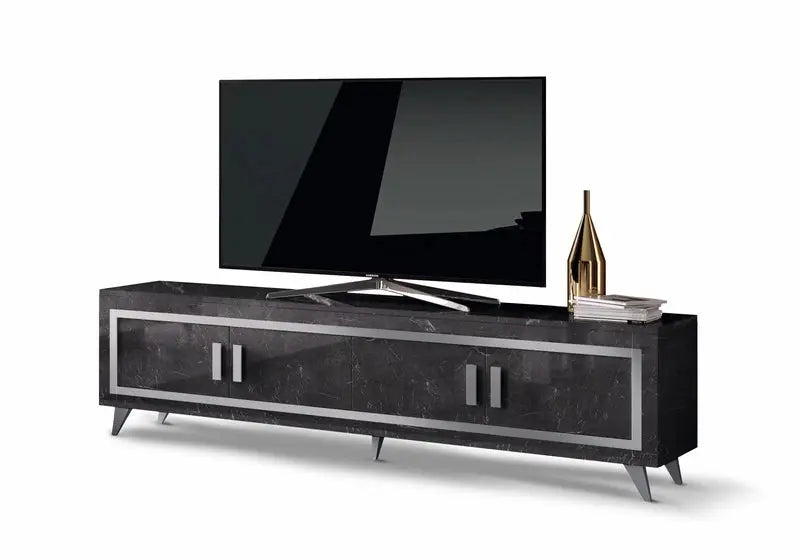 Mur tv marbre noir led SILVER Italian Mobili