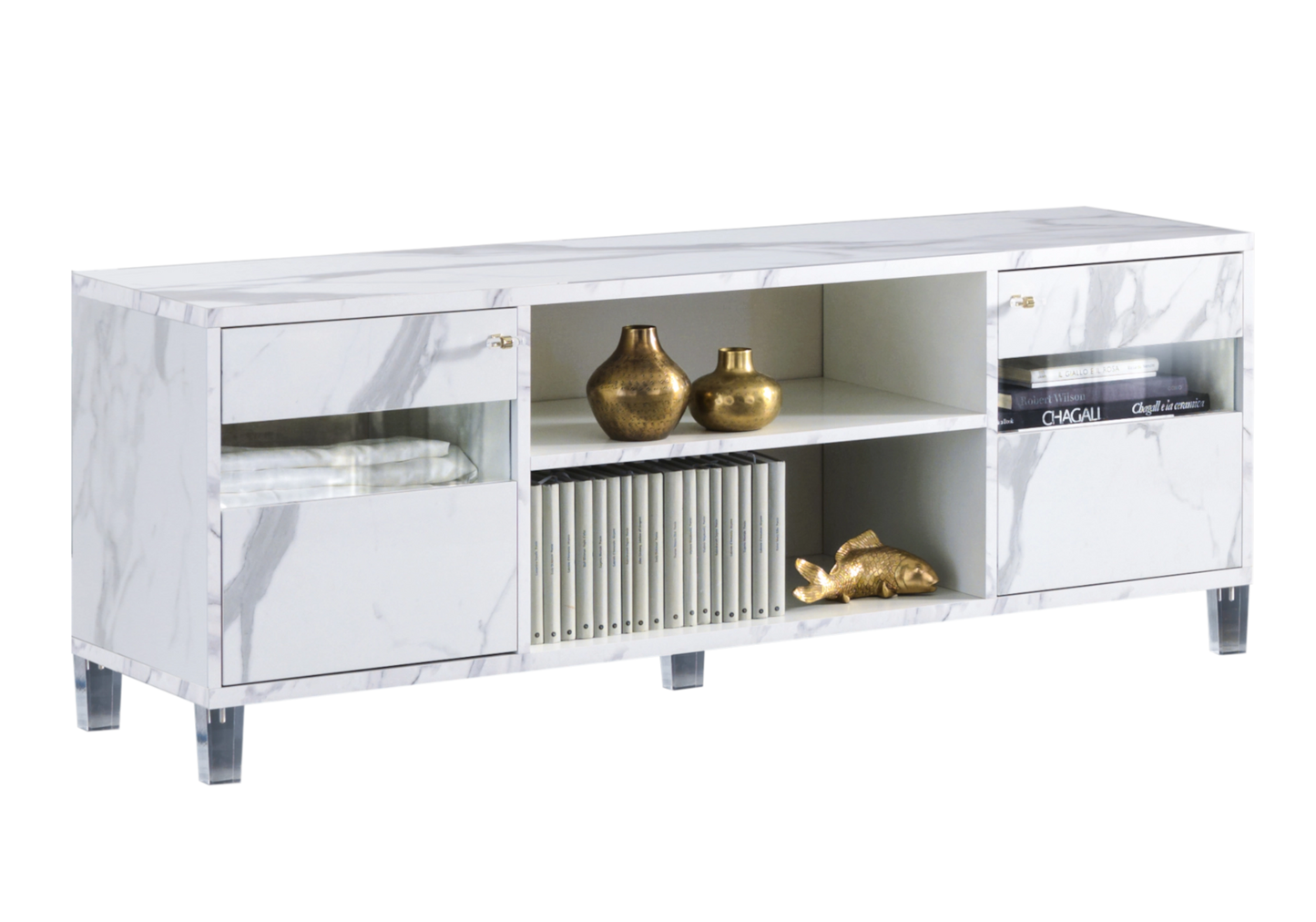 Mur TV design marbre blanc – VITTORIA