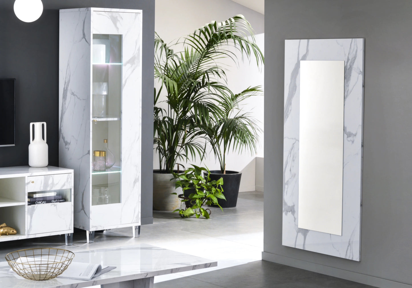 Mur TV design marbre blanc – VITTORIA