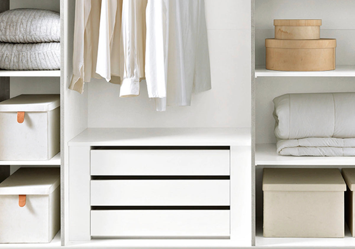 Armoire dressing 3 à 6 portes bois corde et noyer - Nora