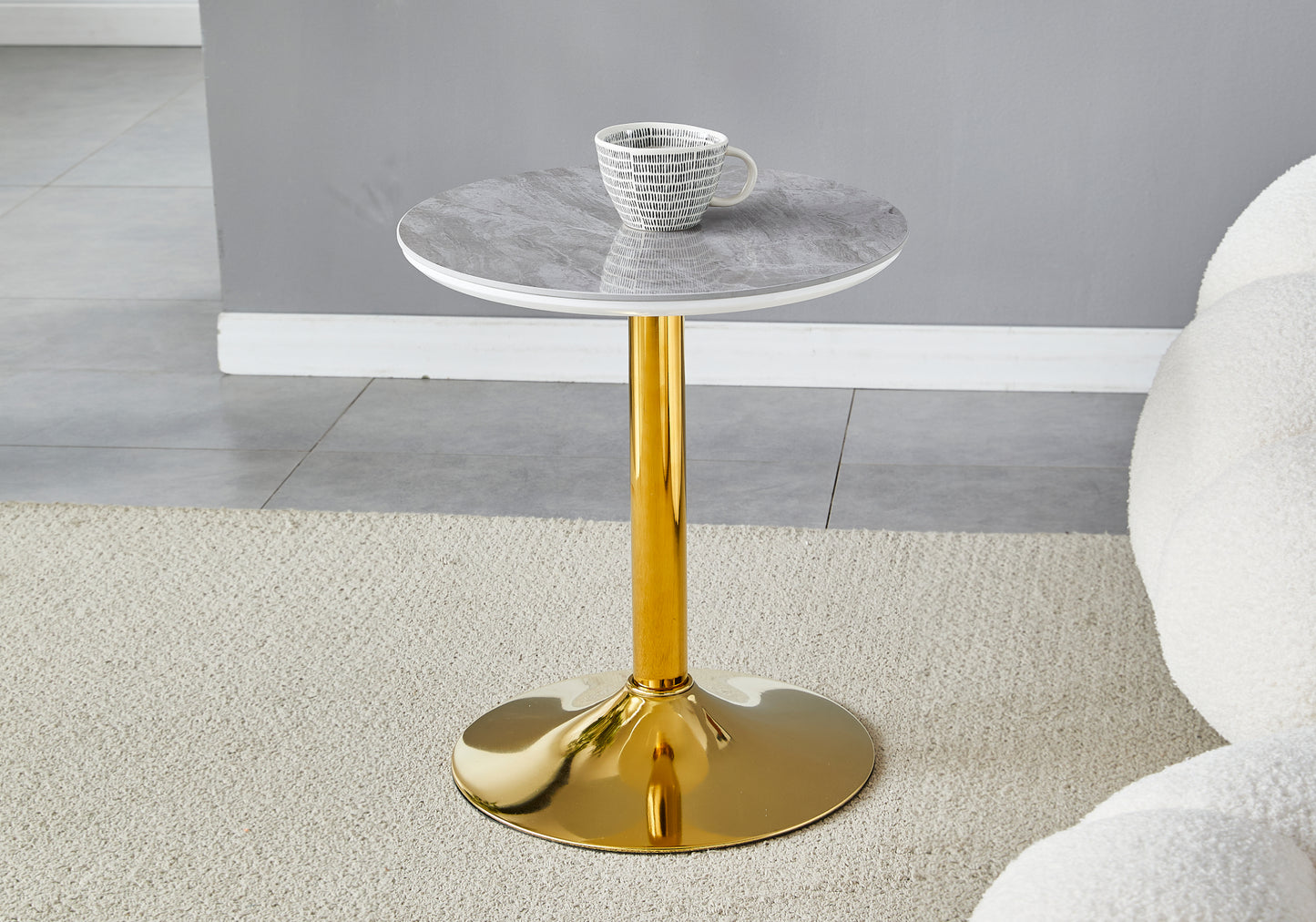 Petite table dorée céramique marbre blanc BOYE