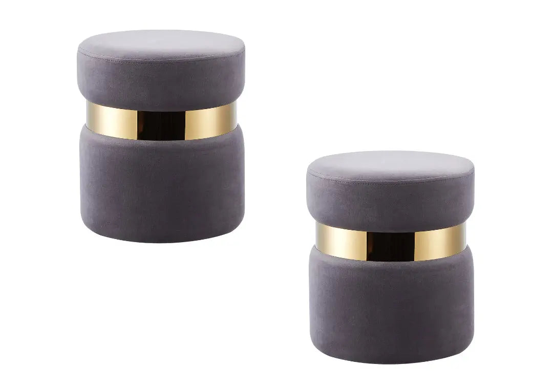 Pouf design doré velours anthracite ISY New Design
