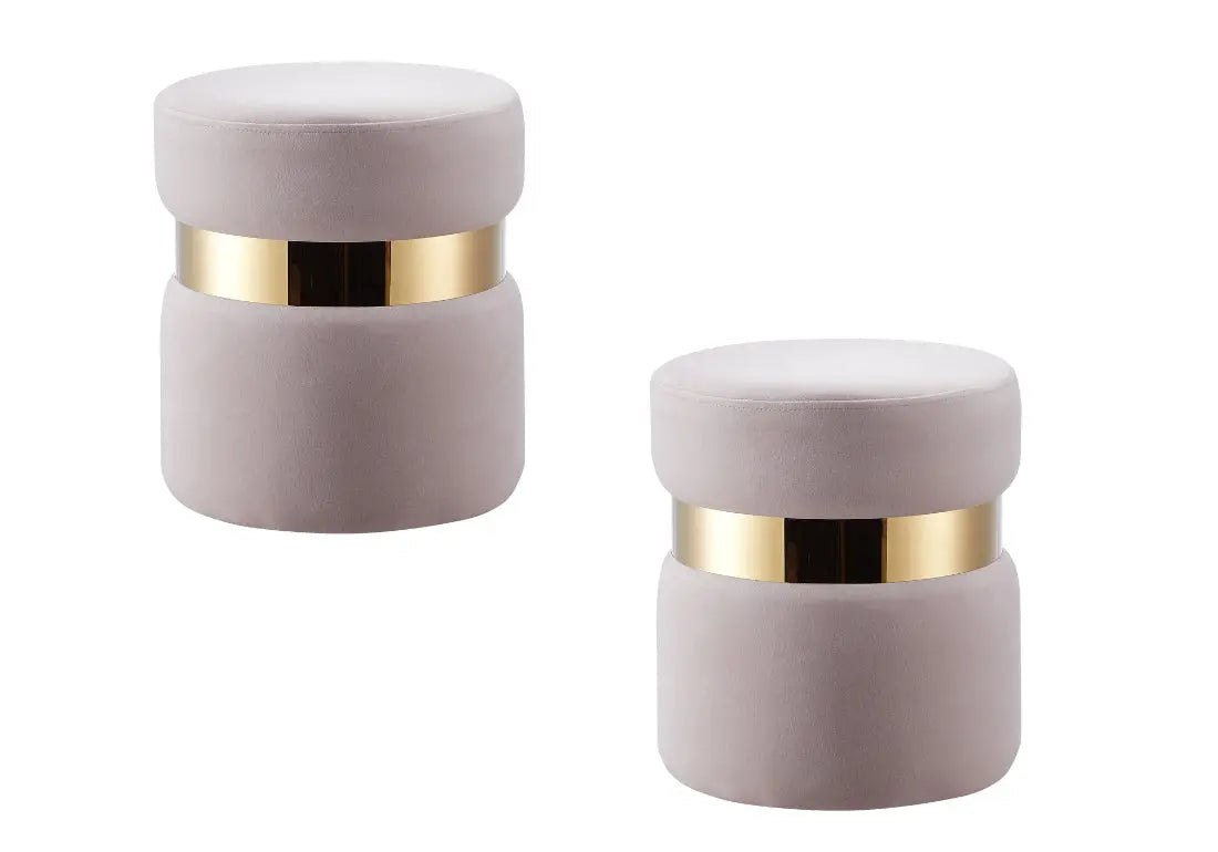Pouf design doré velours beige ISY New Design