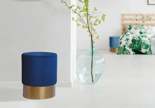 Pouf design doré velours bleu LISY New Design
