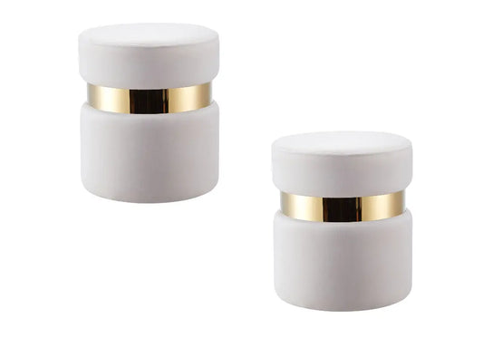 Pouf design doré velours ecru ISY New Design