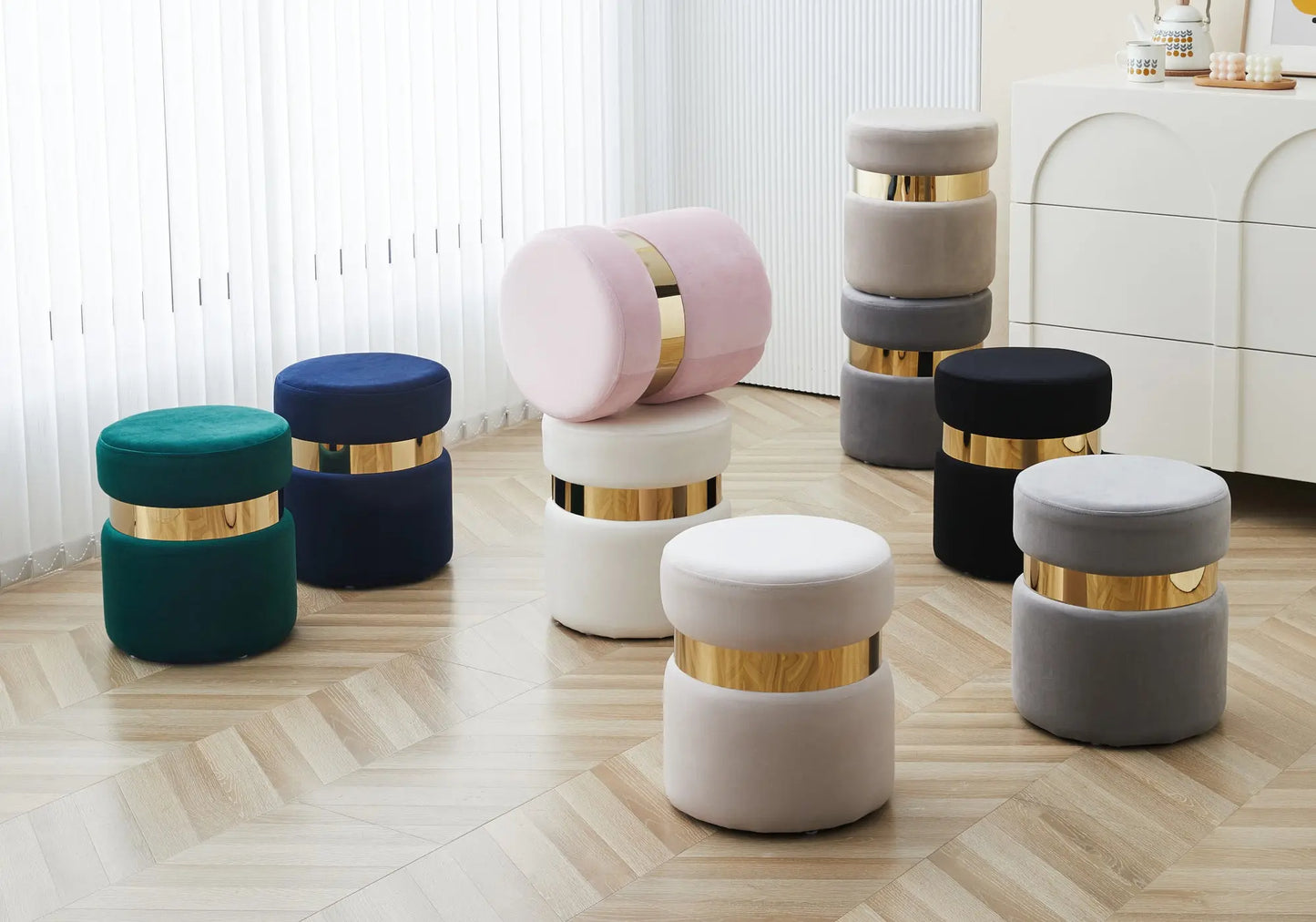 Pouf design doré velours moka ISY New Design