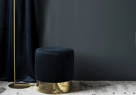 Pouf design doré velours noir LISY New Design