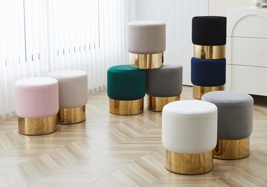 Pouf doré velours moka LISY New Design