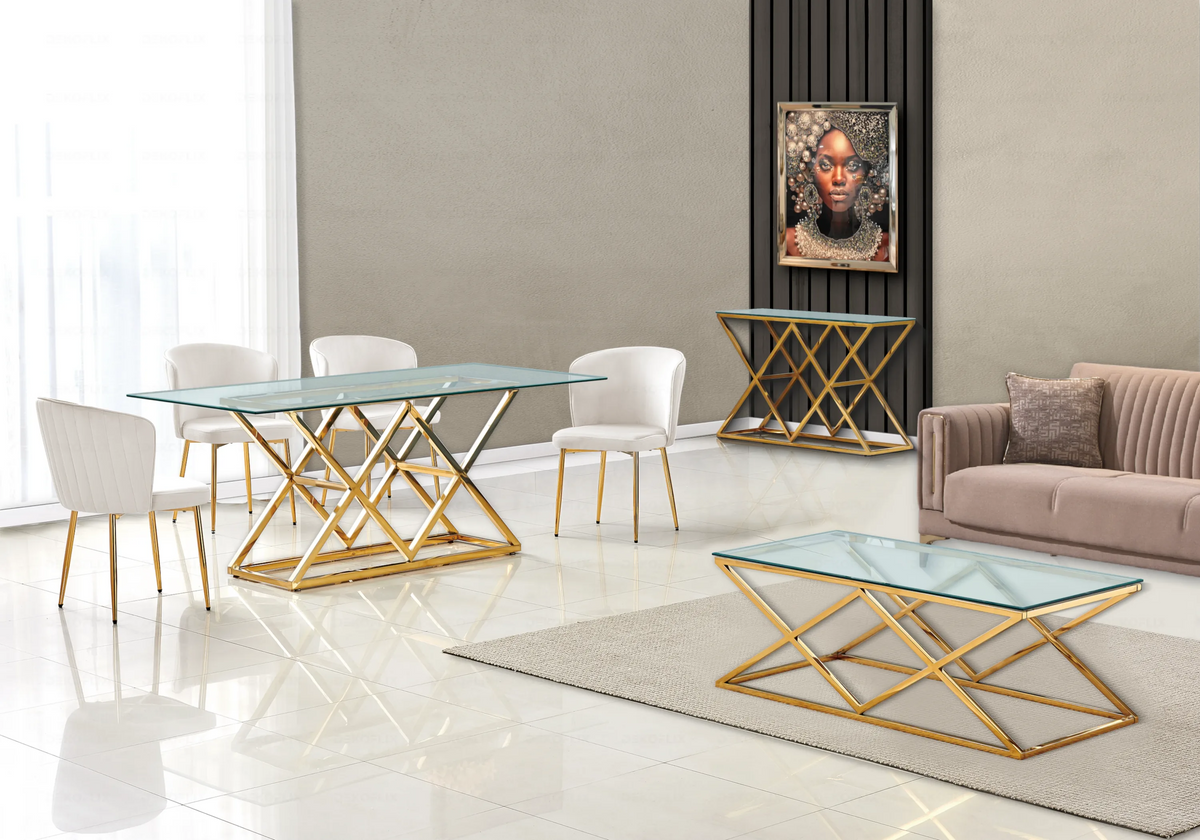 Table basse dorée en verre design design ERLY - DEKOFLIX