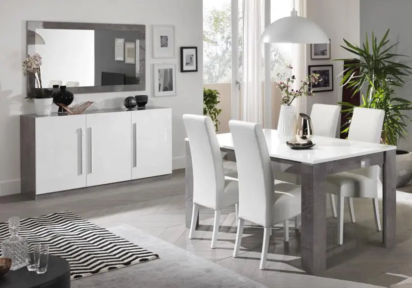 Salle à manger béton blanc laqué GRETA Italian Mobili