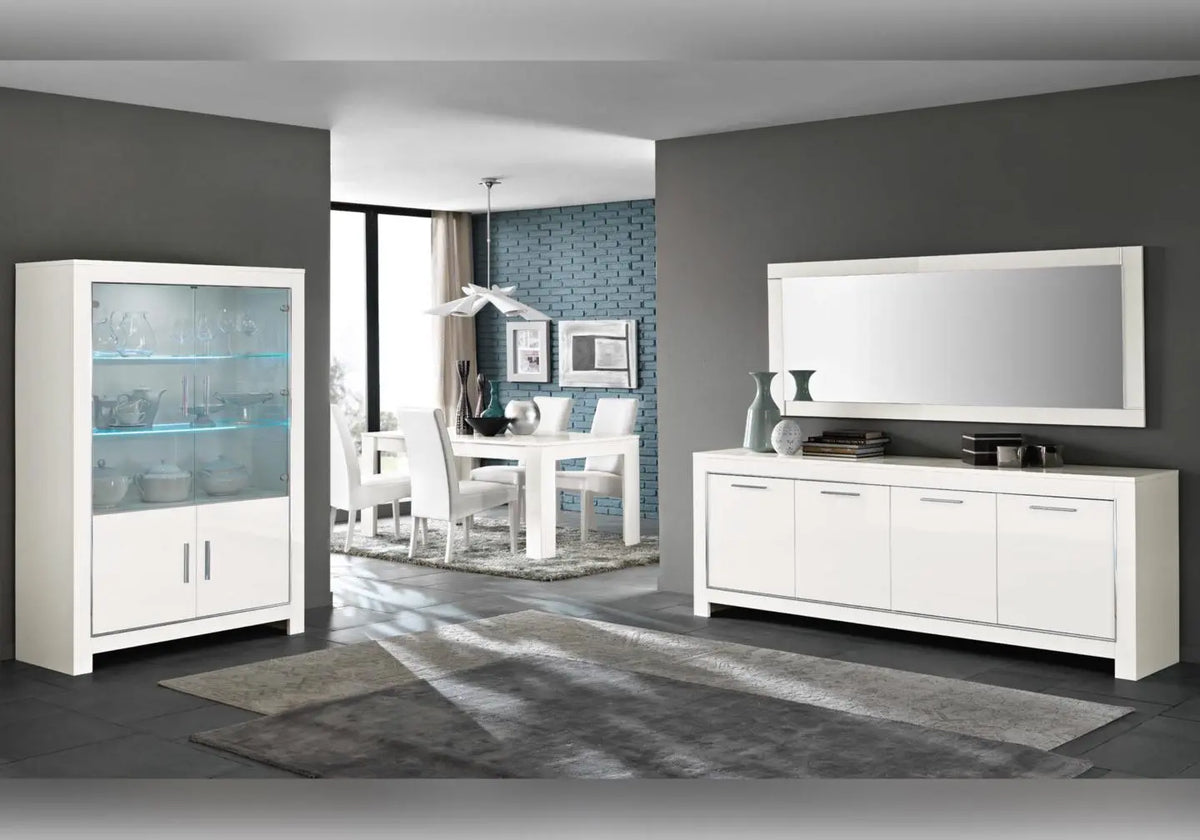 Salle à manger blanc laqué led MODENA Italian Mobili