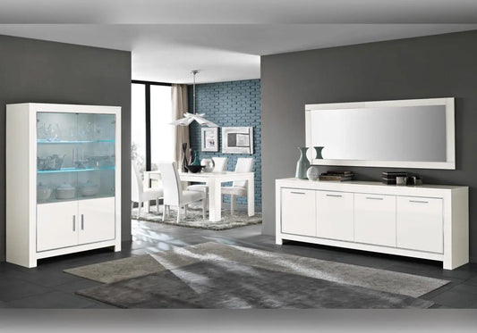 Salle à manger blanc laqué led MODENA Italian Mobili