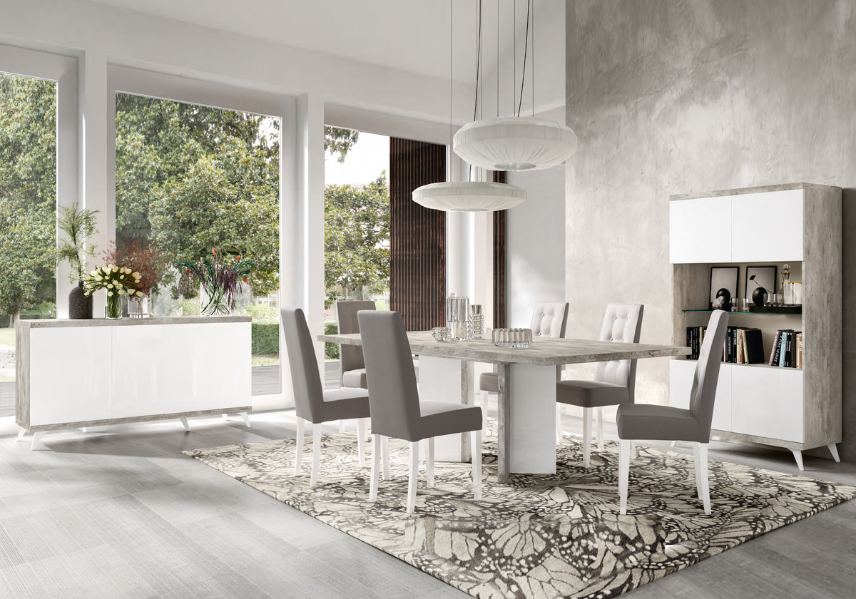 Chaise salle à manger grise tissu capitonné – Treviso