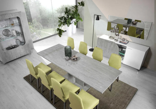 Salle à manger chêne gris laqué led LIPARI Italian TL