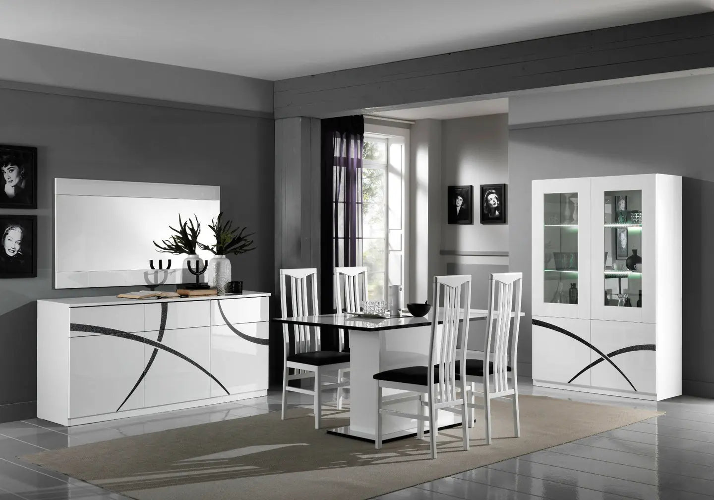 Salle à manger laqué blanc MILANO - DEKOFLIX