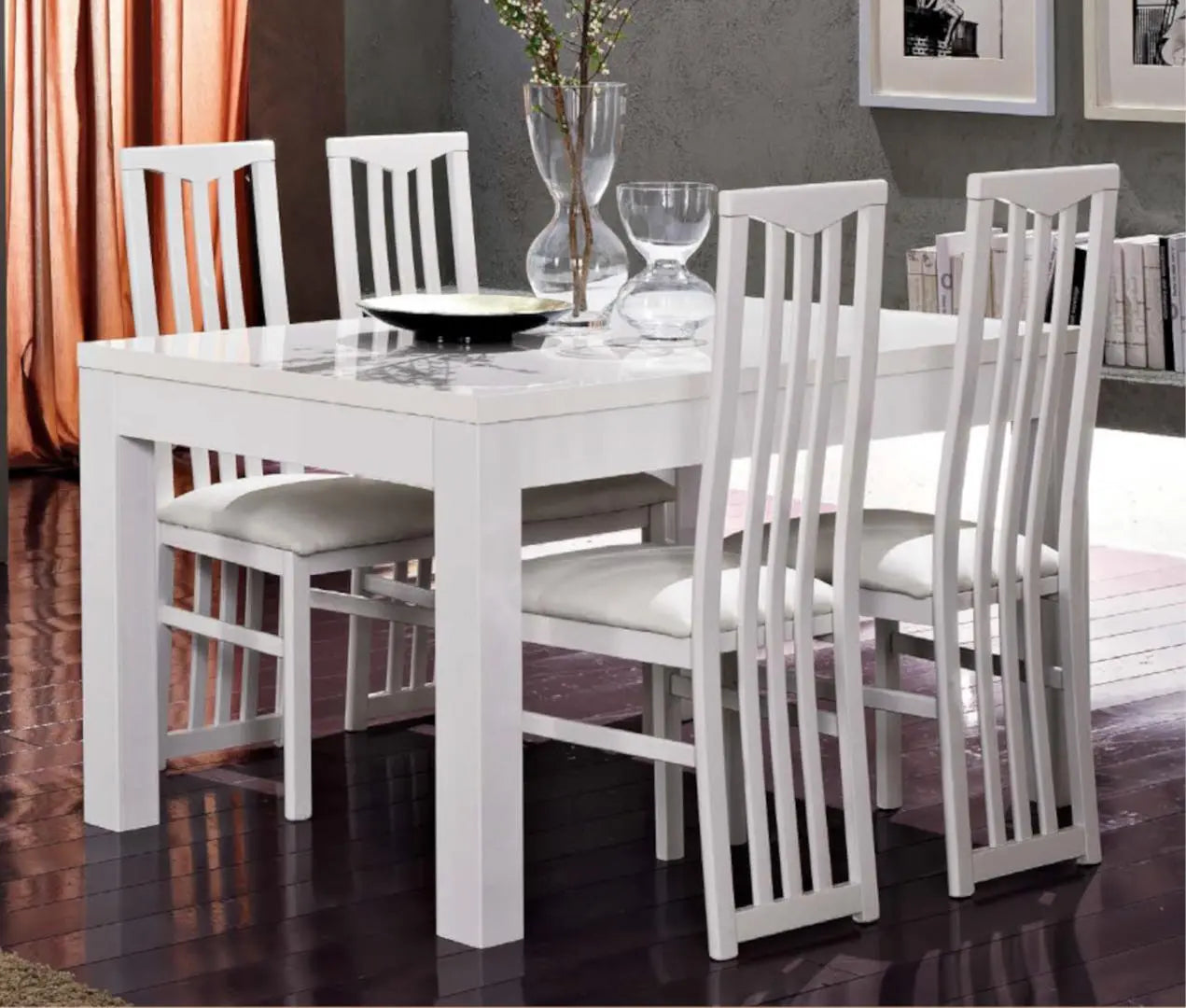 Salle à manger laqué blanc led ROMA Italian Mobili