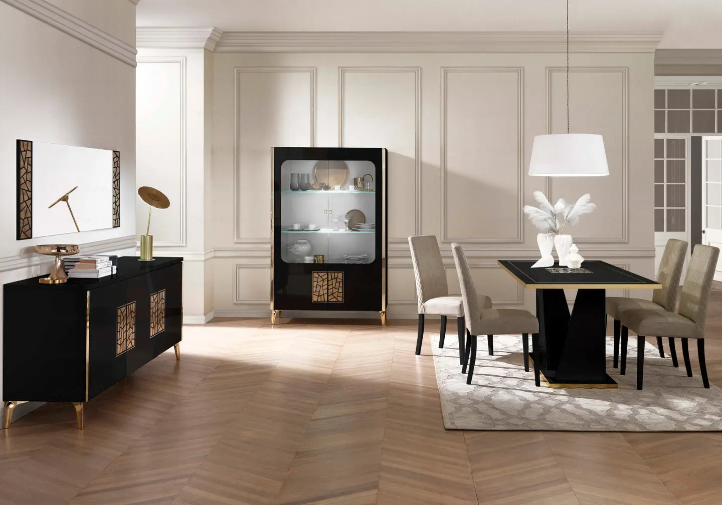 Salle à manger laquée noire STELLA Italian TL