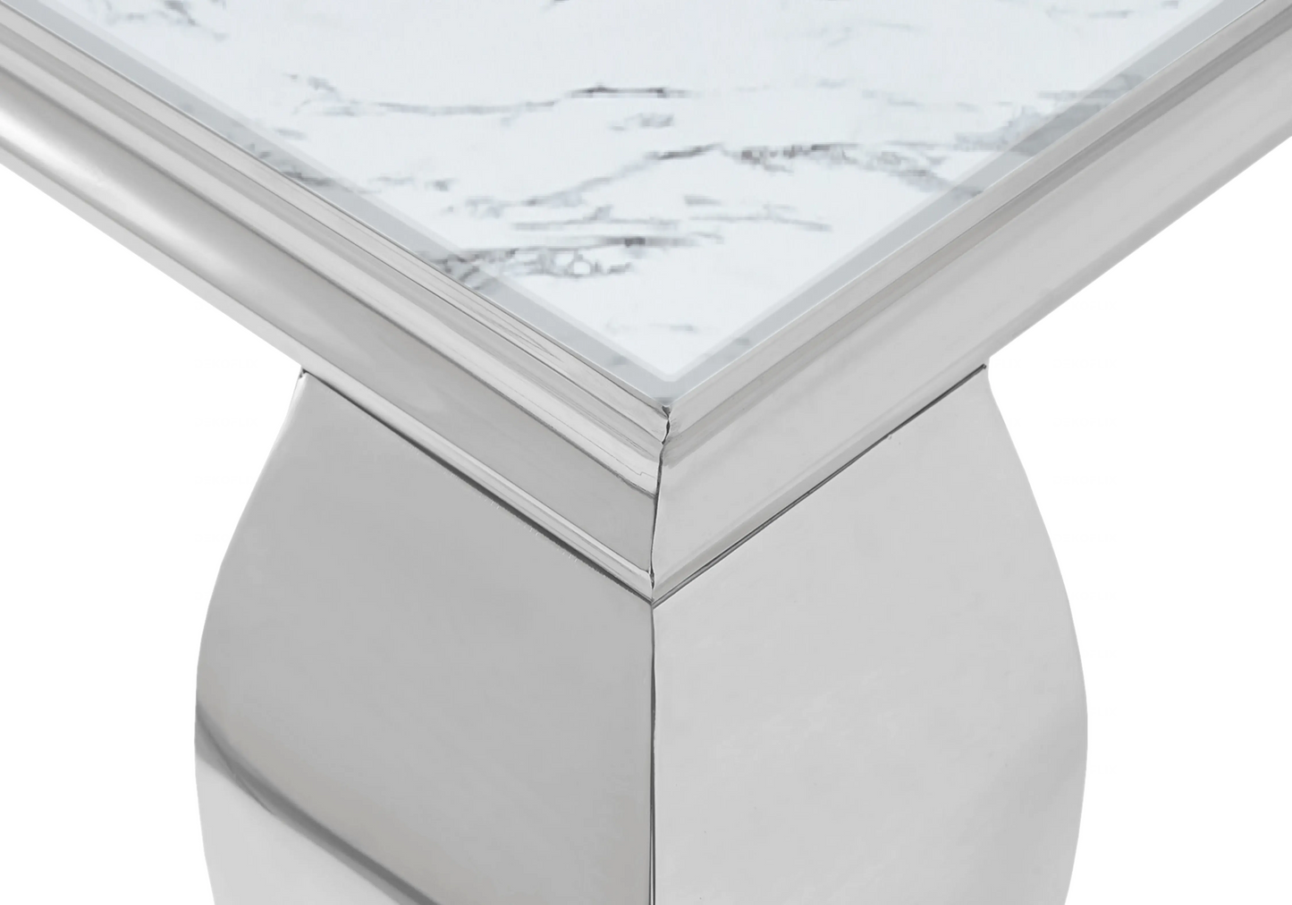 Salle à manger marbre blanc chaises velours noir argent - NEO New Design