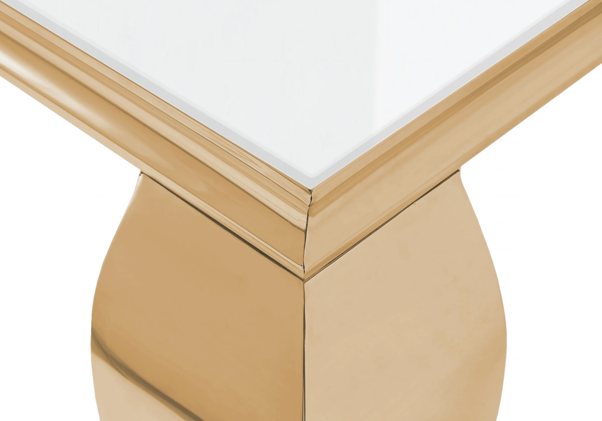 Salle à manger verre blanc chaises simili-cuir blanc doré - NEO New Design