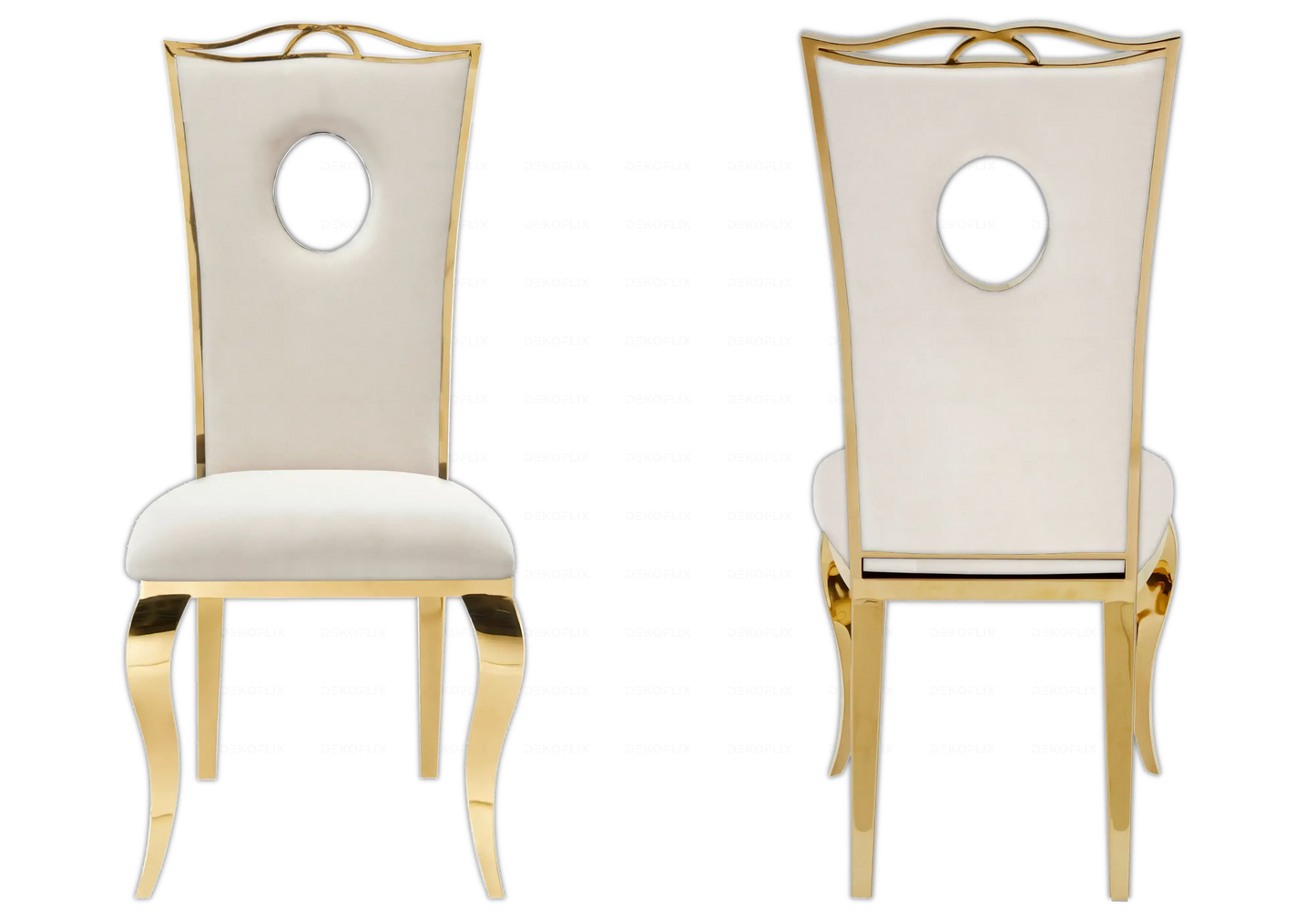 Salle à manger marbre noir chaises velours beige doré - NEO New Design
