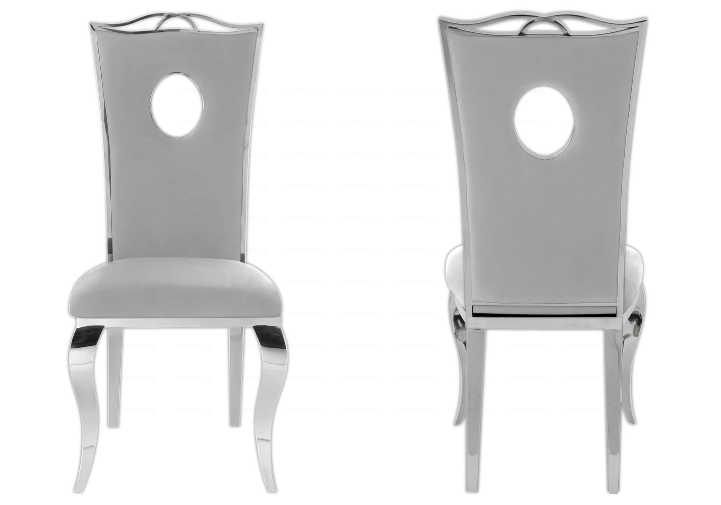 Salle à manger marbre gris chaises velours gris argent - NEO New Design