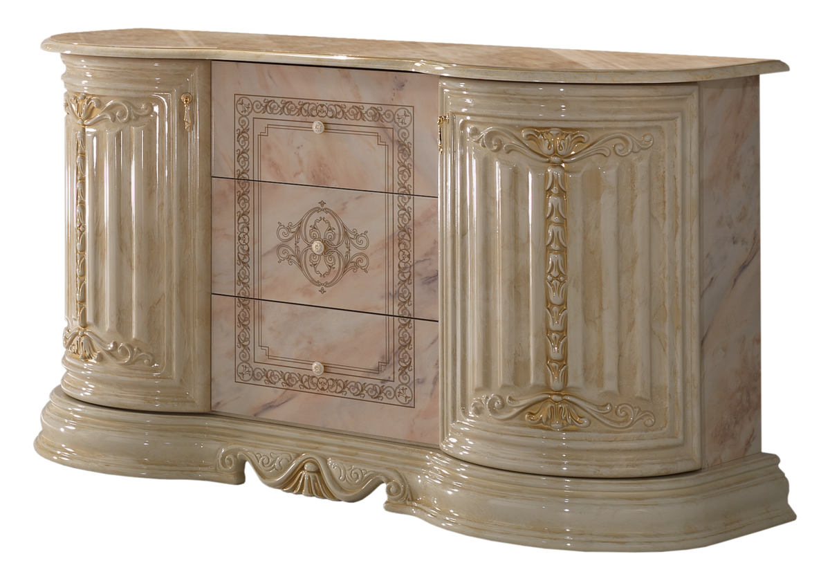 Salle à manger baroque beige marbré doré compacte - NOBILE