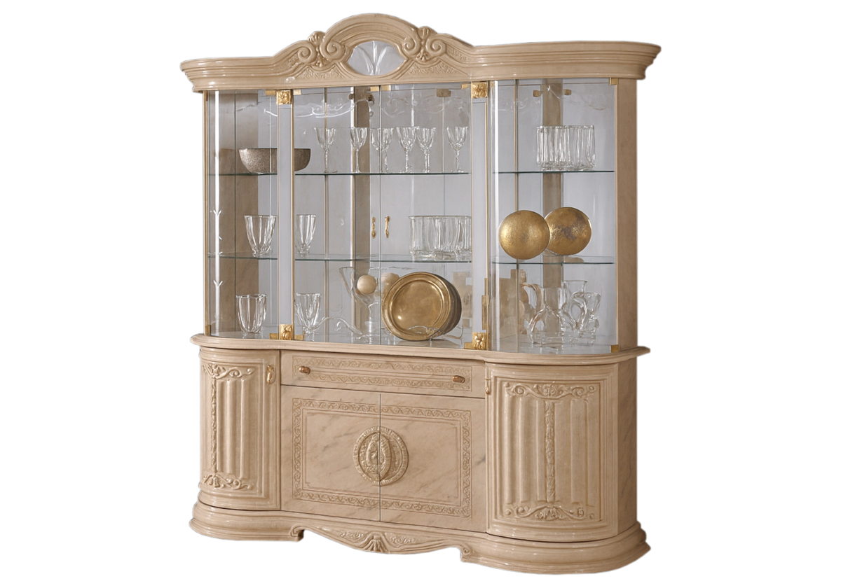 Salle à manger baroque beige marbré doré complète - NOBILE