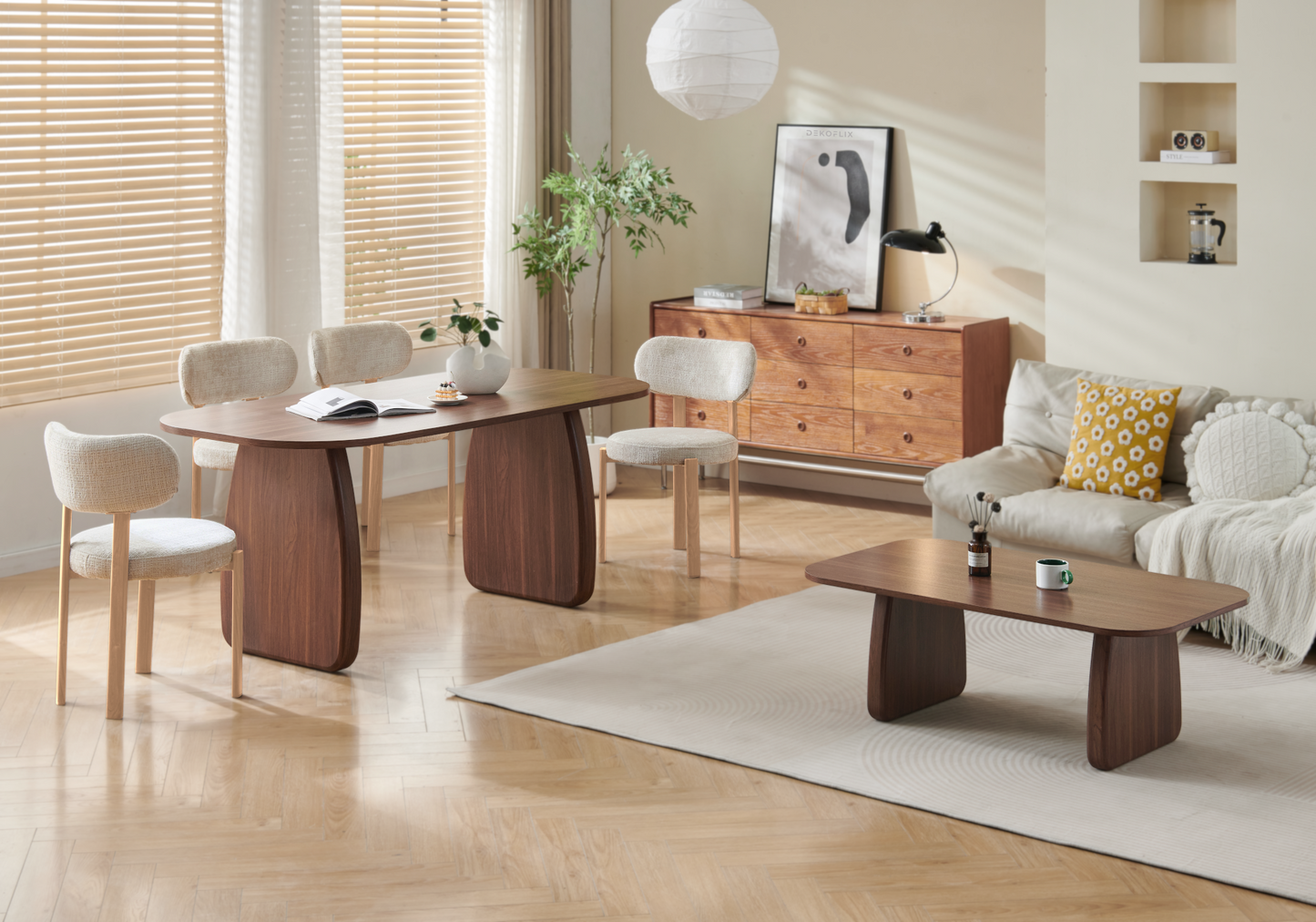 Chaise de table beige bois clair Japandi – Kuro