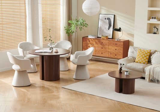 Salle à manger complète bois noyer et beige – Arca