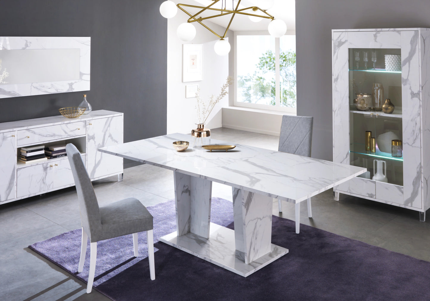 Salle à manger design marbre blanc – VITTORIA