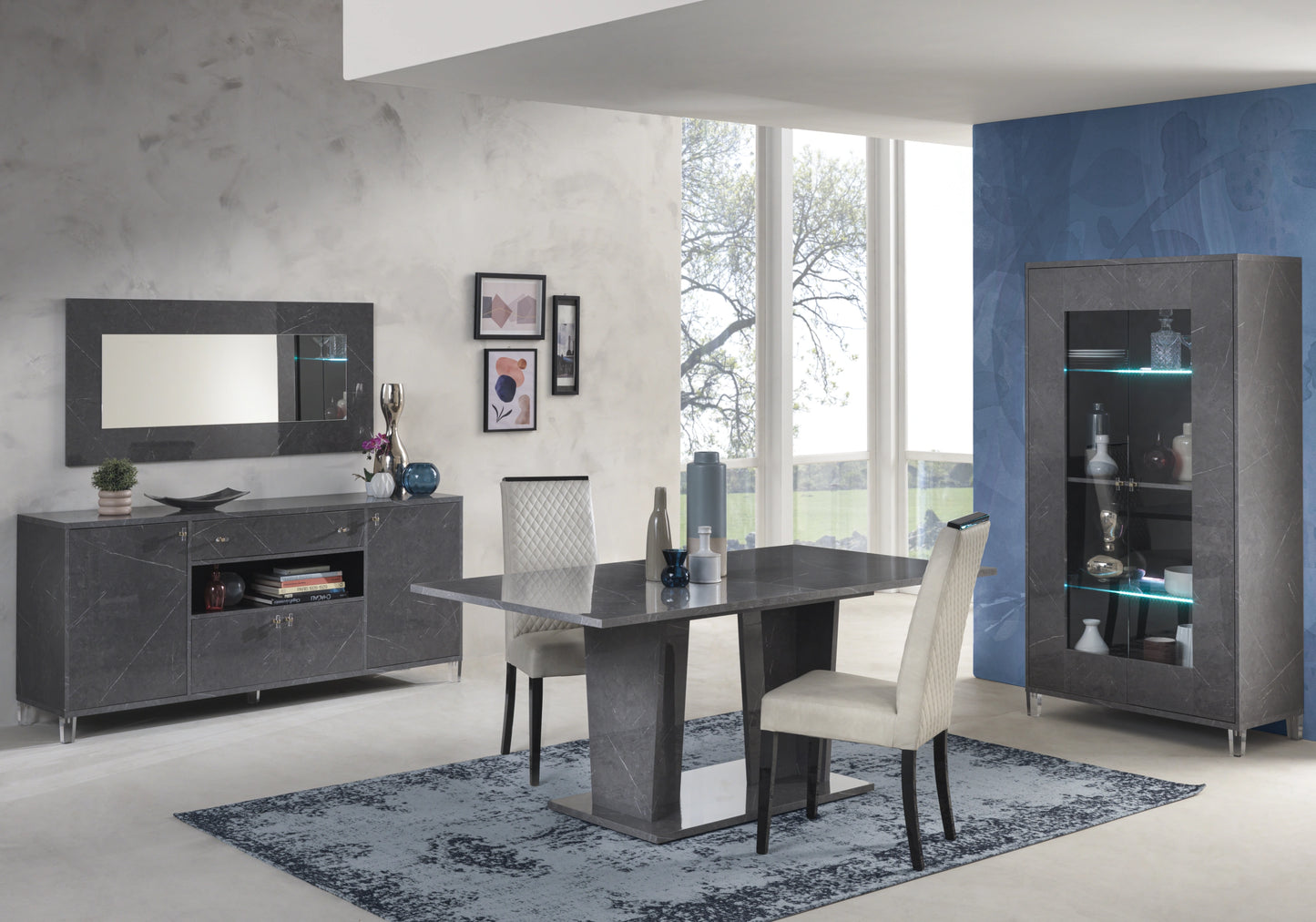 Salle à manger design marbre gris – VITTORIA