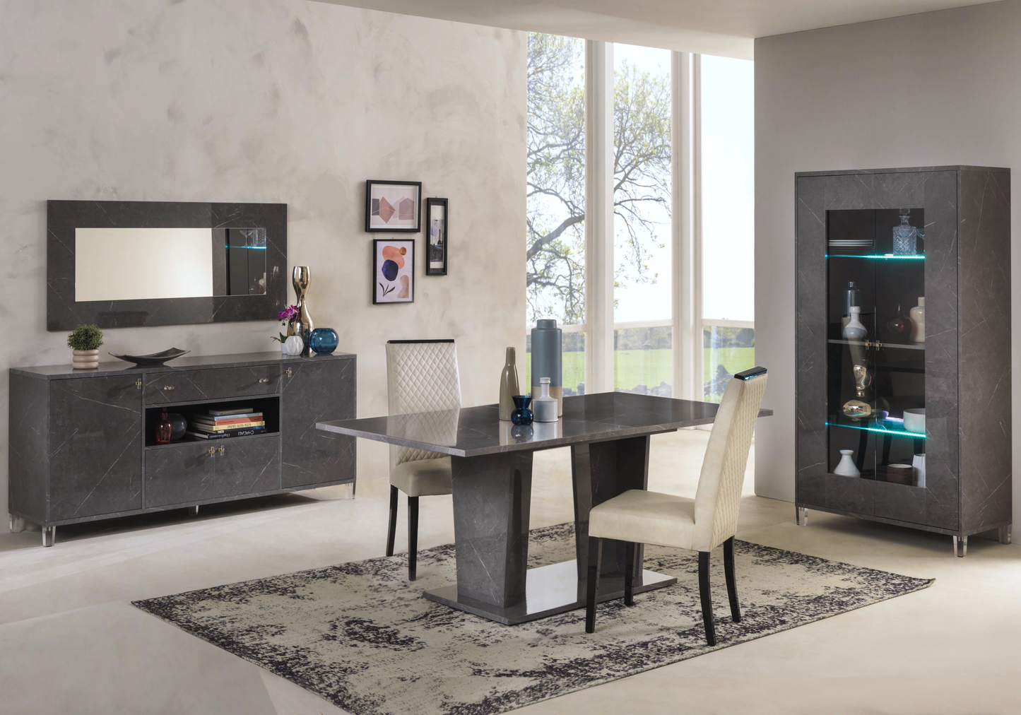 Salle à manger design marbre gris – VITTORIA