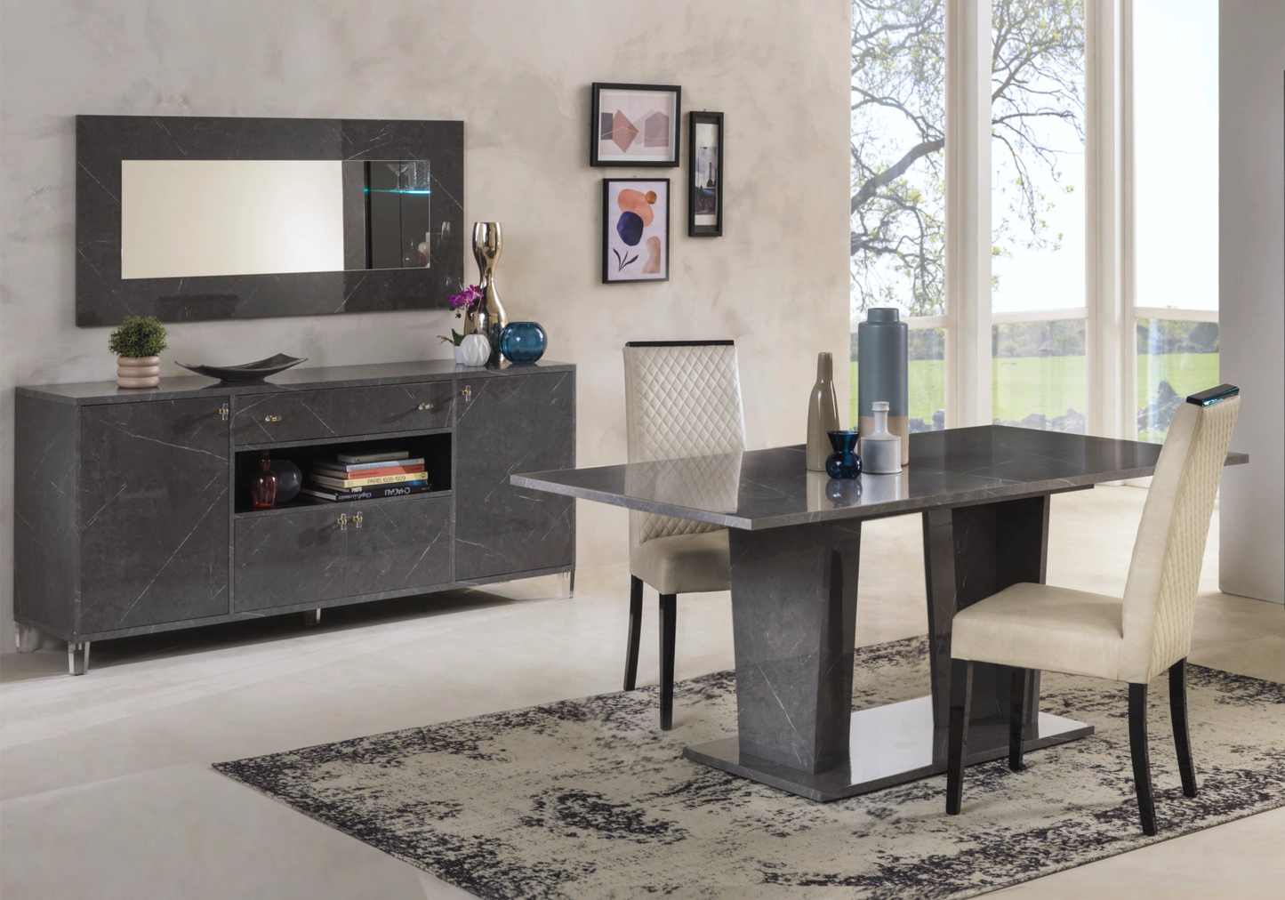 Salle à manger design marbre gris – VITTORIA