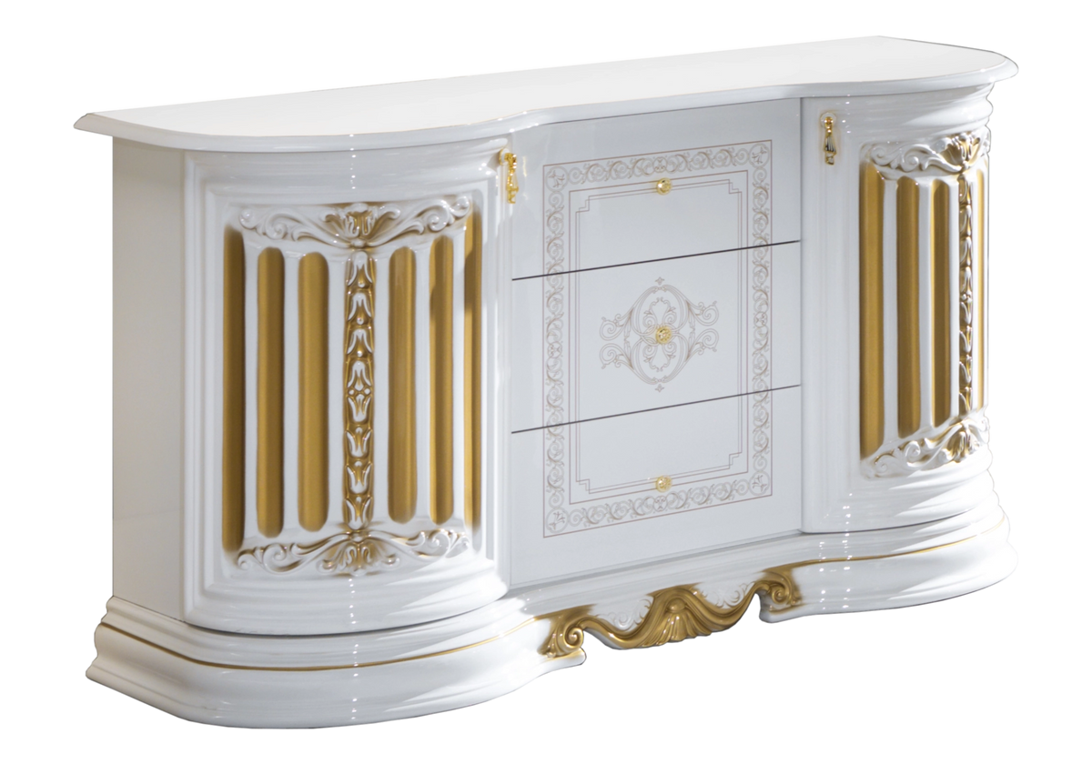 Salle à manger baroque blanc doré compacte - NOBILE