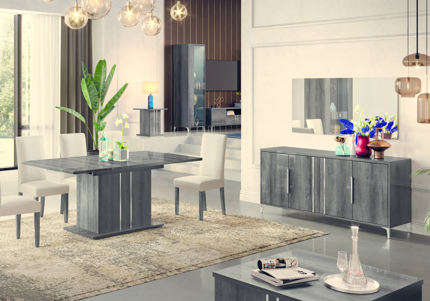 Salle à manger design bois gris foncé – LUNA