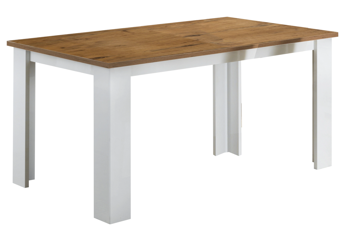 Salle à manger laquée blanc & bois naturel – SARAH