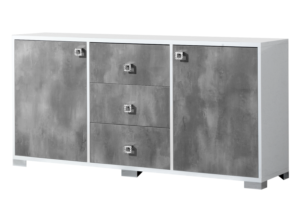 Salle à manger laquée effet béton gris – SARAH
