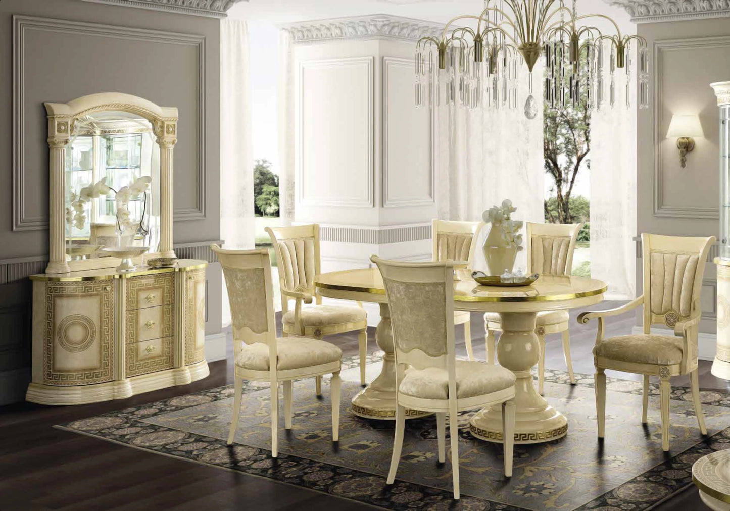 Espace TV baroque ivoire et or versace – IMPERIA