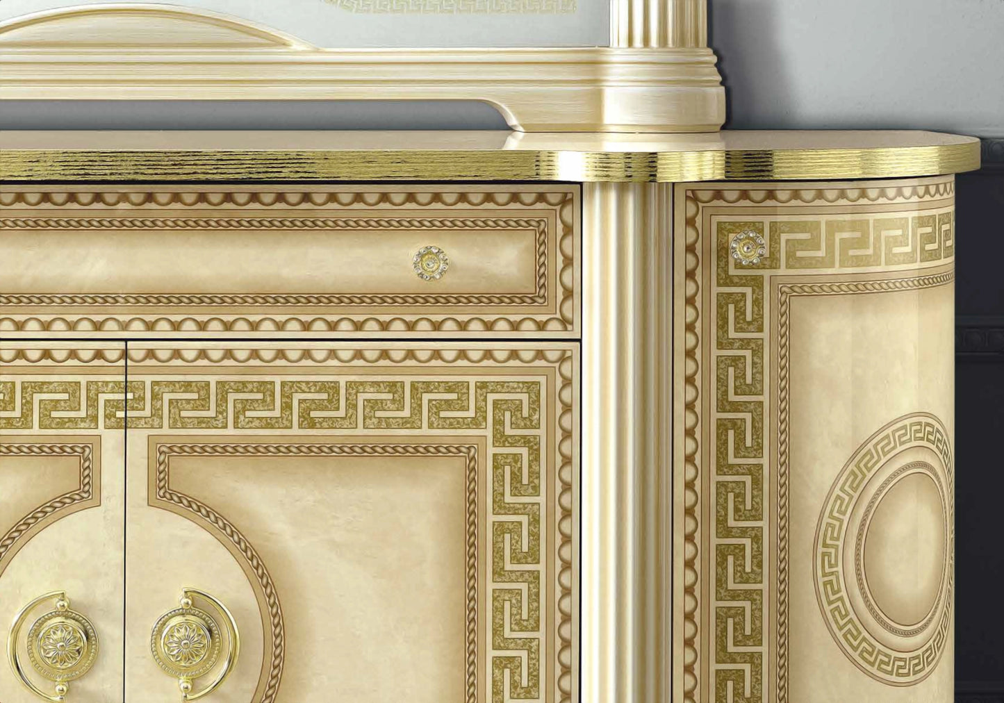 Salle à manger ronde baroque ivoire et or versace – IMPERIA